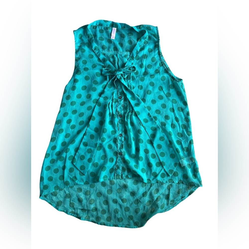Xhilaration Turquoise Polka Dot Sleeveless Blouse